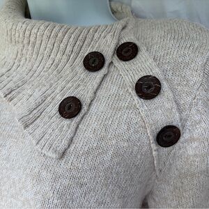 VINTAGE 1990s Cowl Neck Cozy Cream Button Detail Sweater